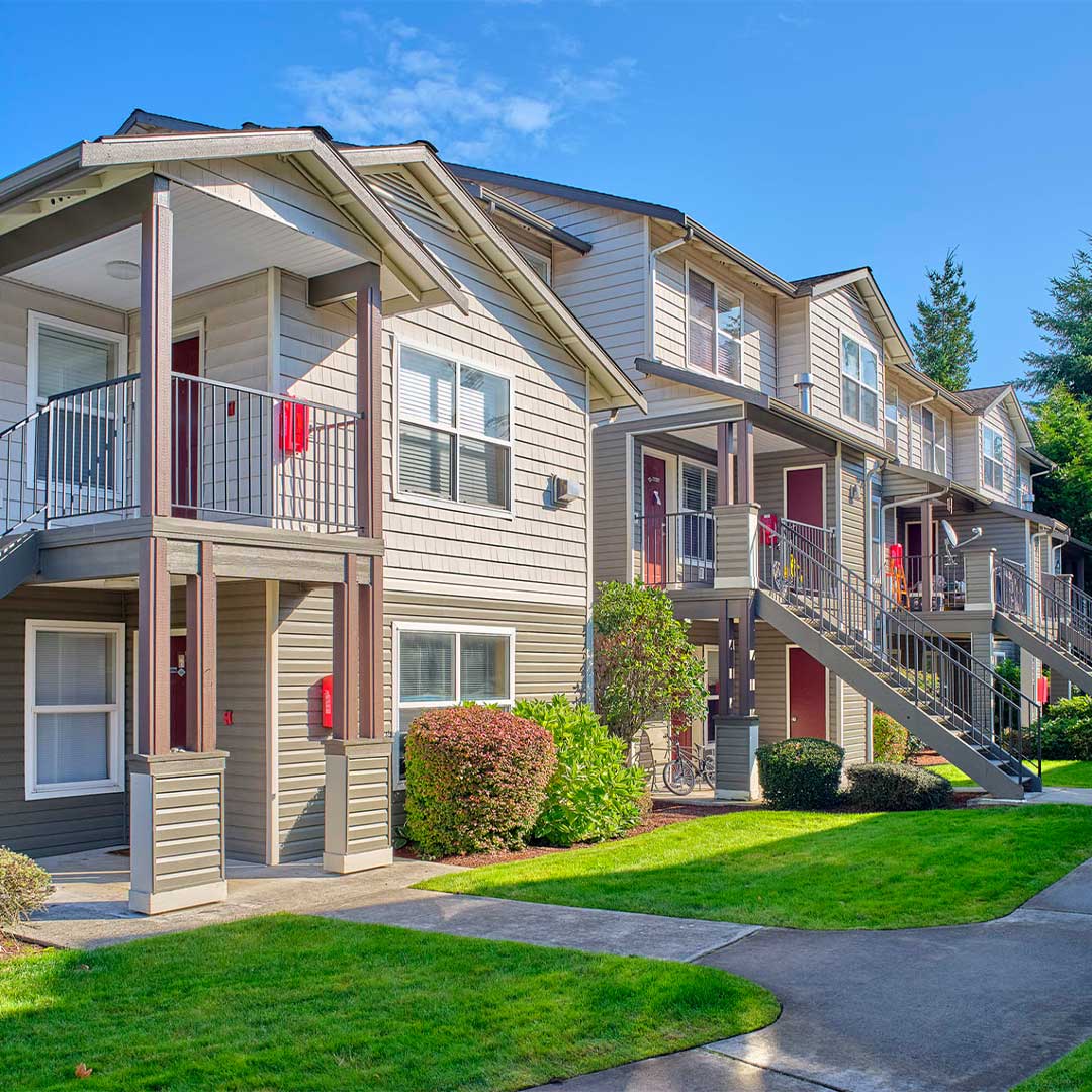 Exterior of two and three story homes.