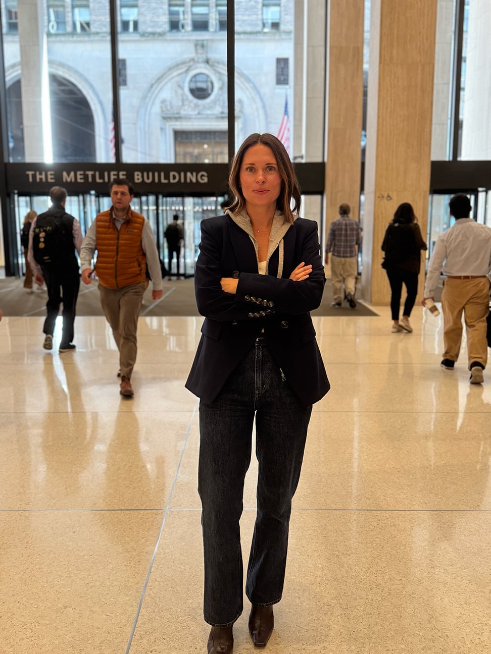 Annie Dean standing in the MetLife Center lobby in New York City
