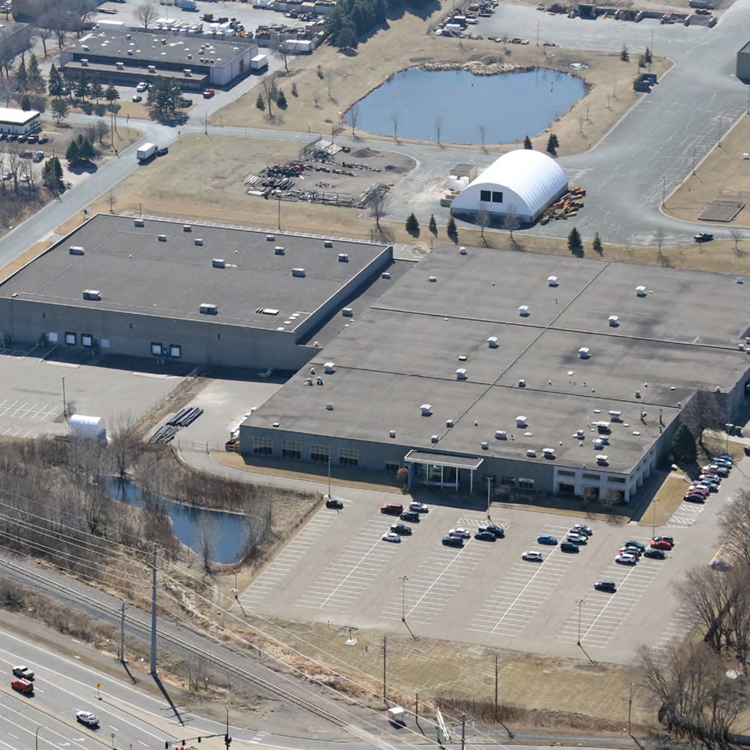 Aerial above industrial portfolio featuring two properties in Maple Grove, MN