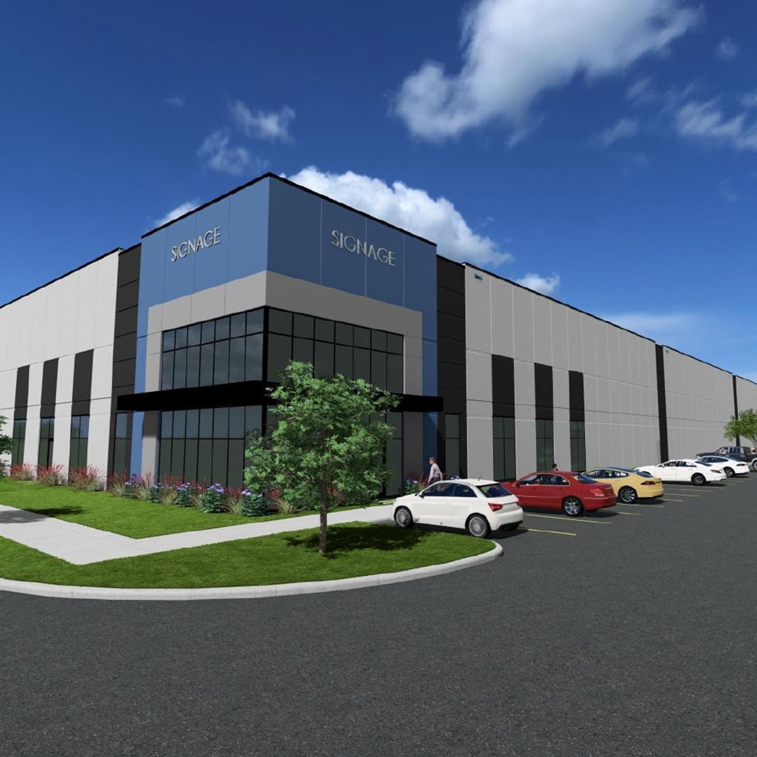 Exterior rendering of Rogers 101 Business Park, a 442,000-square-foot two-building speculative industrial development in Rogers, Minnesota
