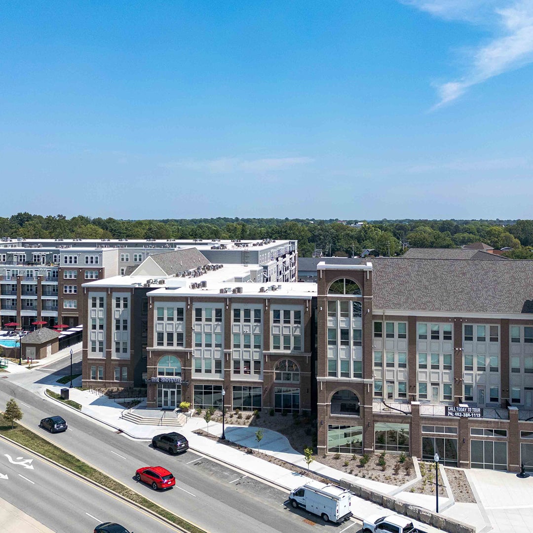 Aerial view of The Signature at Carmel, a 295-unit multifamily community in Carmel, Indiana