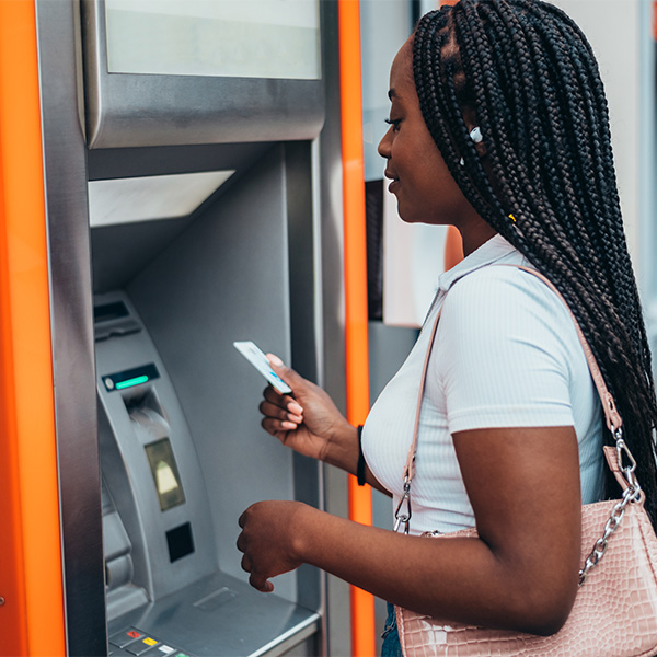 woman at atm