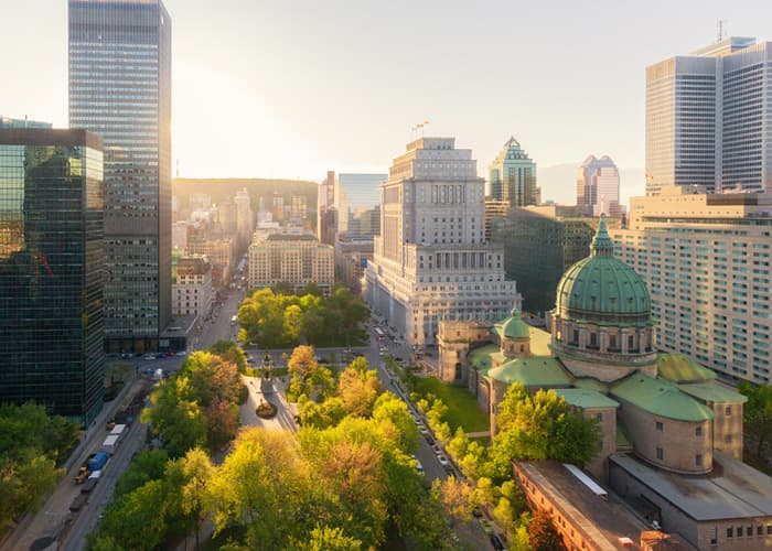 Montreal skyline in sunrise