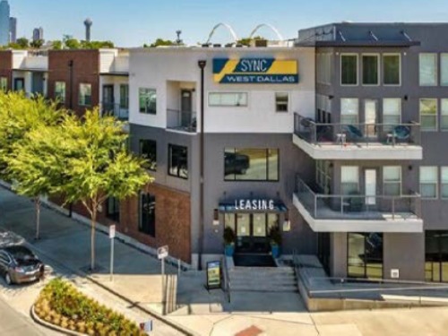Mixed‑use multifamily building with leasing office at Sync CityLine and Sync West Dallas